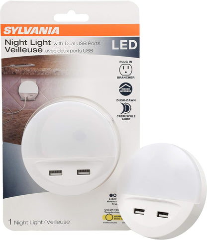 LEDVANCE Sylvania LED Mini Automatic Plug-in Night Light with Sensor, Motion Activated, Dusk to Dawn, Warm White, Plug-in Type - 1 Pack (64988)