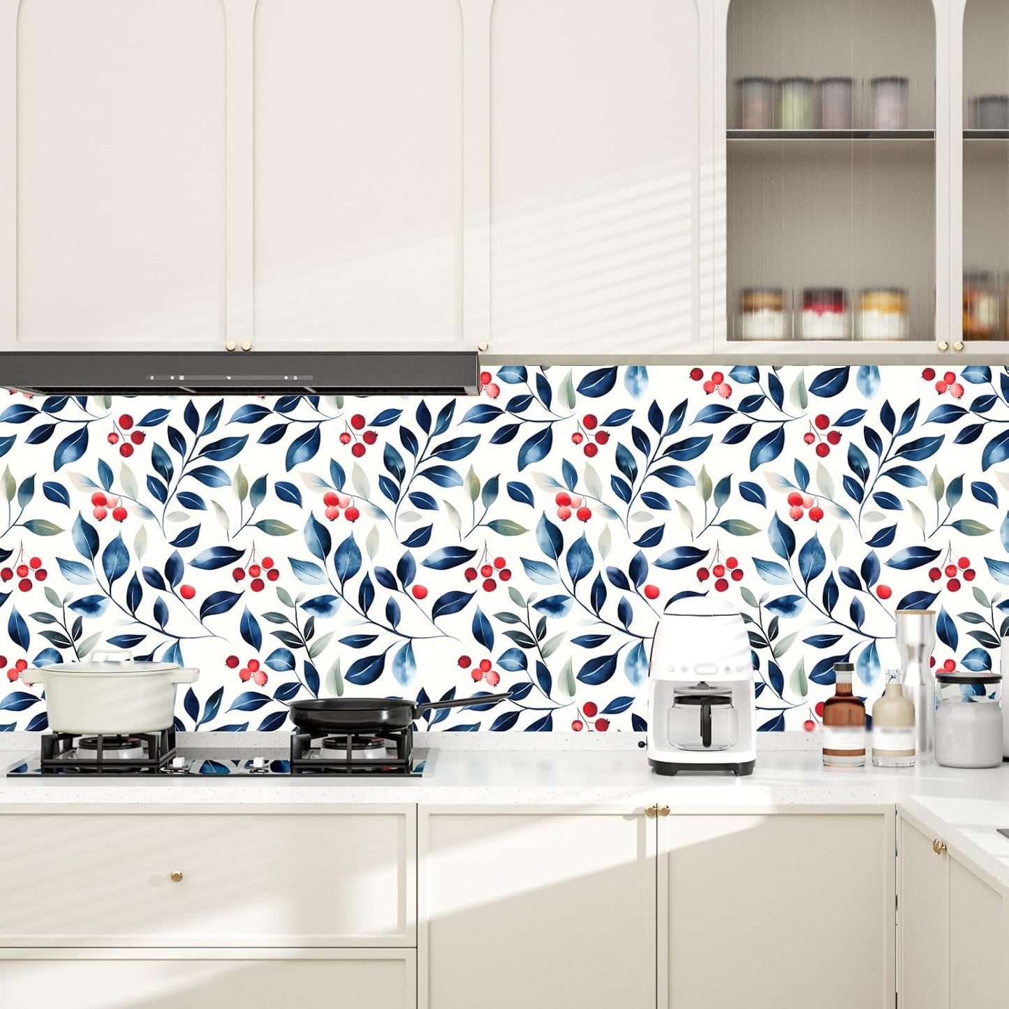Danodoi Yellow Floral Wallpaper Peel and Stick Vinyl Wallpaper Stick and Peel Colorful Contact Paper for Cabinets Waterproof Self Adhesive Wall Paper for Kitchen Countertop Wall 17.5" x 118"