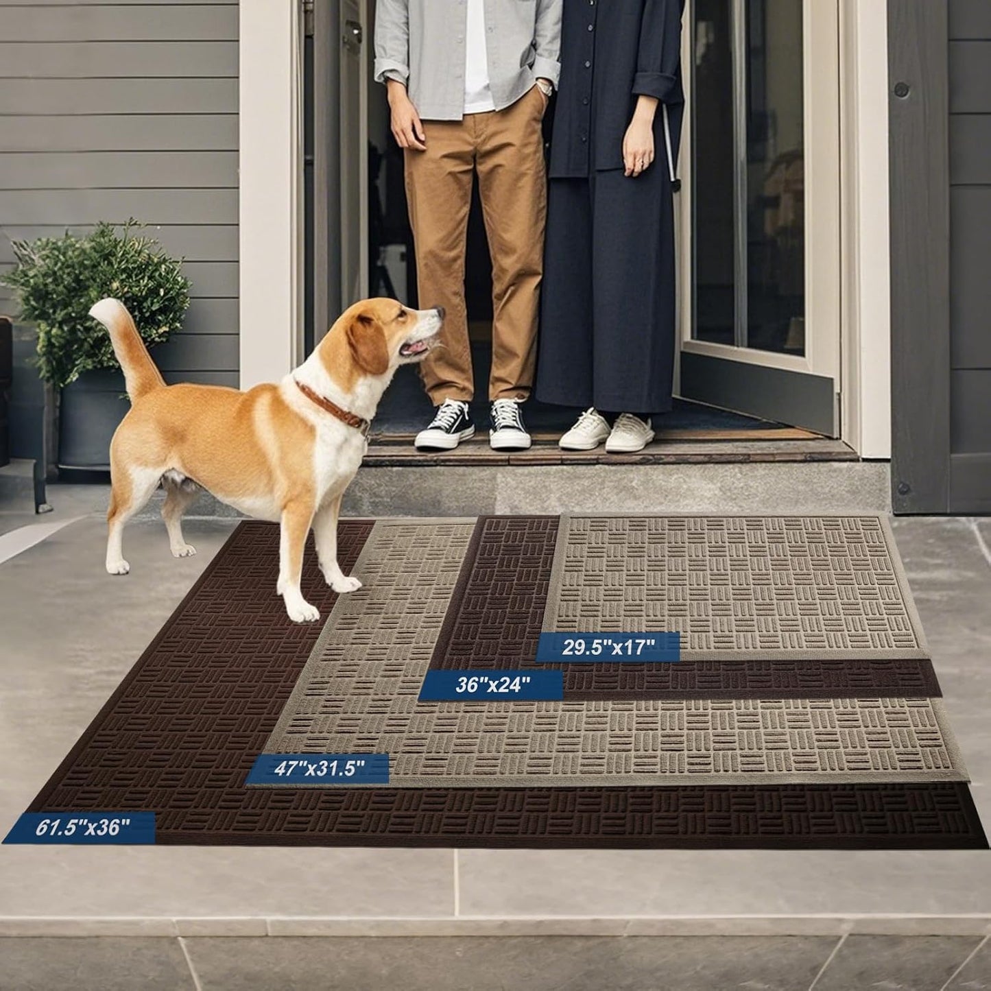 Mibao Front Door Mat, Heavy Duty Durable Welcome Mat for Outdoor Indoor, Dirt Trapper Waterproof Super Absorbent Door Mat for Entryway Outside Patio Porch, 29.5" x 17", Grey
