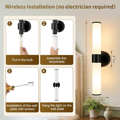 Morauroral Gold Battery Operated Wall Sconces Set of Two, Rechargeable Wall Sconce with Dimmable Remote Control, 20 Inch Wireless Sconce Wall Light for Bedroom, Living Room (Bulbs Included)