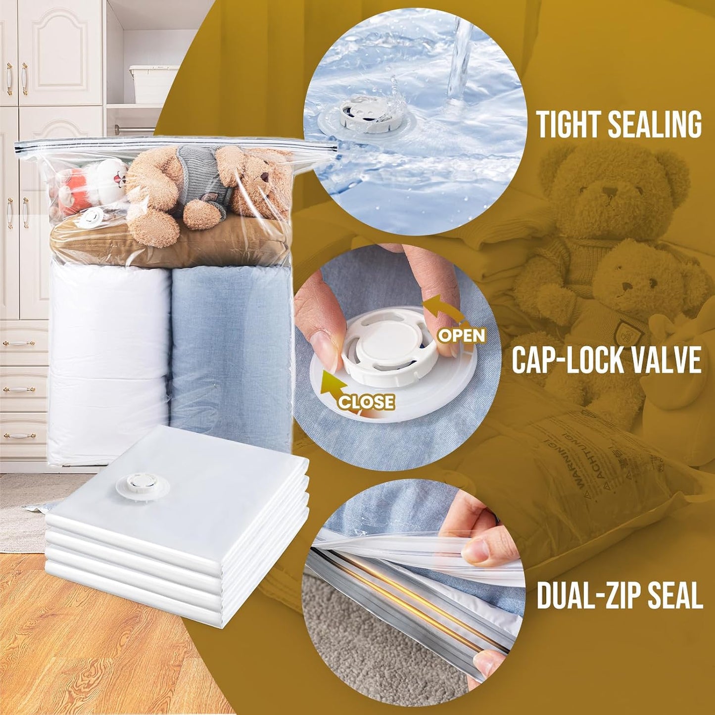 TAILI 8 Pack Vacuum Storage Bags, Jumbo Size (31×40 inch), Vacuum Seal Bags for Clothing, Bulky Bedding, Comforter, Blankets, Pillows, Space Saver Packing