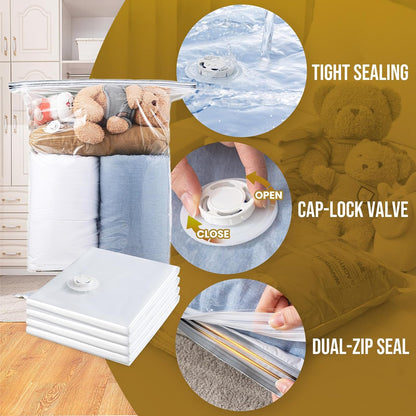 TAILI 8 Pack Vacuum Storage Bags, Jumbo Size (31×40 inch), Vacuum Seal Bags for Clothing, Bulky Bedding, Comforter, Blankets, Pillows, Space Saver Packing