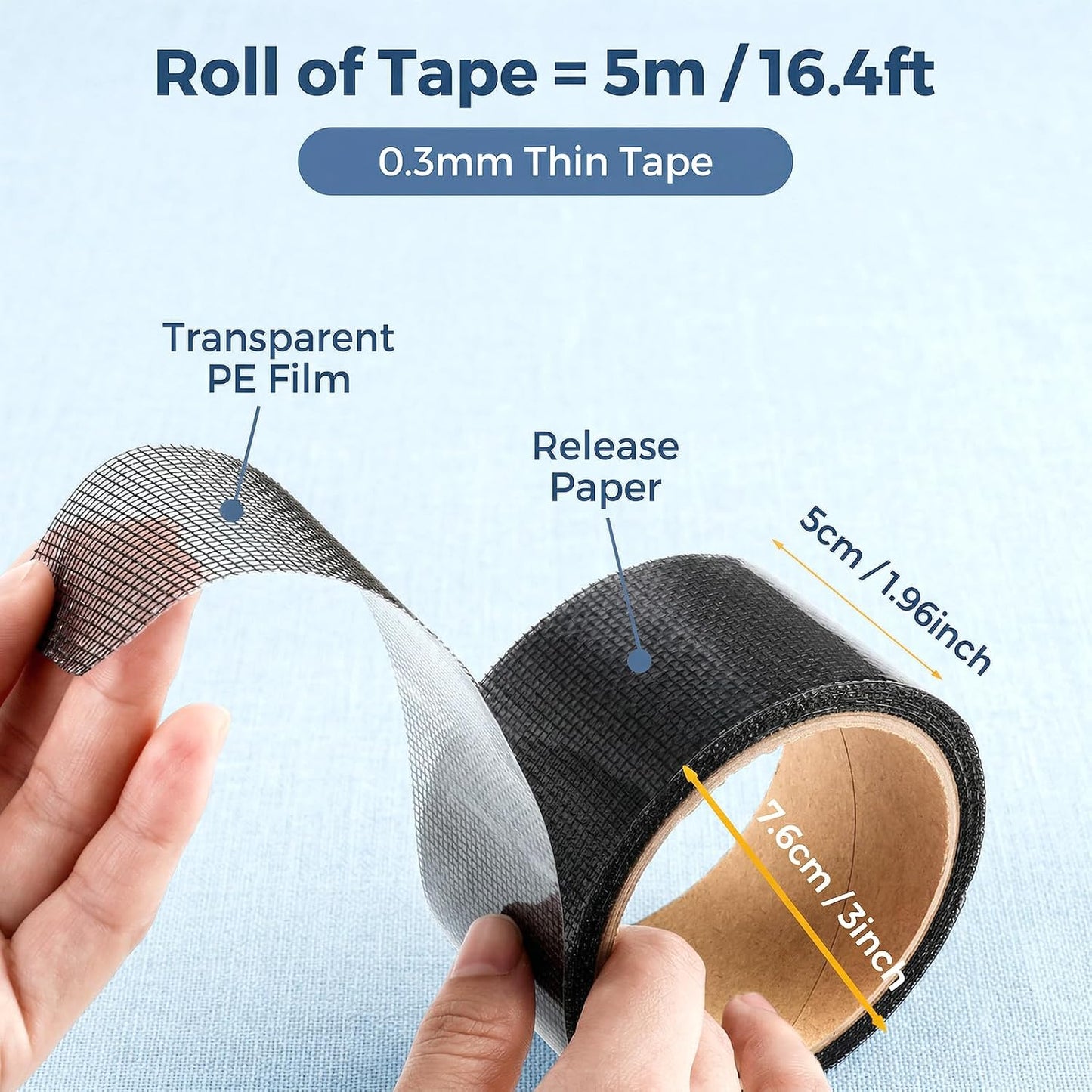 Jeffdad Black Window Screen Repair Tape, 2 in X 16 FT (200IN) | Mosquito Net Repair Tape Strong Adhesive Window Net Screen Patch Mesh Patch Tapes Screens Repairs Kit for Windows