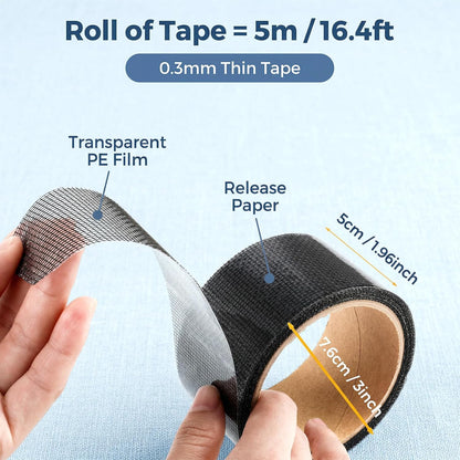 Jeffdad Black Window Screen Repair Tape, 2 in X 16 FT (200IN) | Mosquito Net Repair Tape Strong Adhesive Window Net Screen Patch Mesh Patch Tapes Screens Repairs Kit for Windows