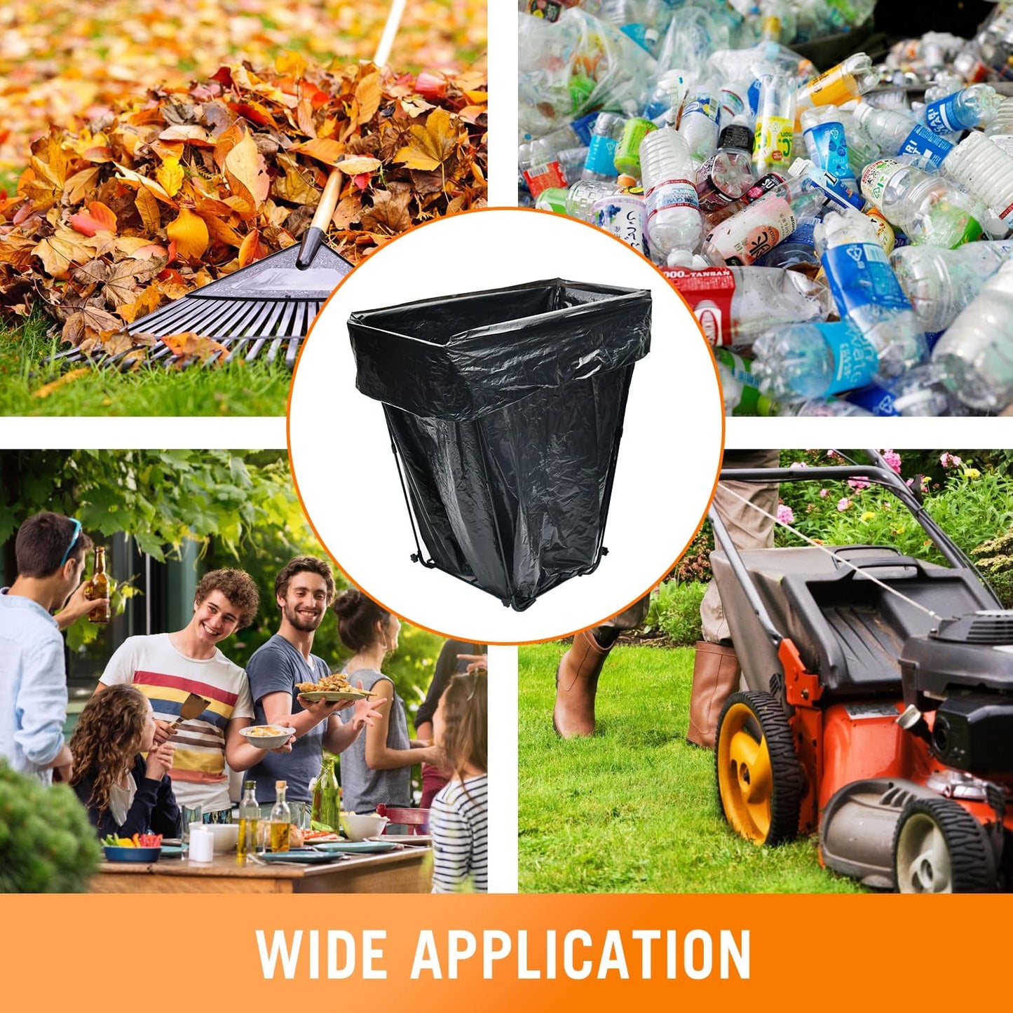 CAMPFIRE Trash Bag Holder Fits 30-45 Gallon Bags, Multi-Use Garbage Bag Holder, Portable to Use Leaf Bag Holder for Yard, Camping, Parties, and Leaf Collector