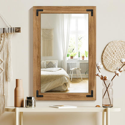 TRAHOME Full Length Mirror with Wooden Frame, 56"X22" Solid Wood Standing Floor Mirror for Farmhouse, Bathroom, Bedroom Decor, Hanging or Leaning Wall-Mounted