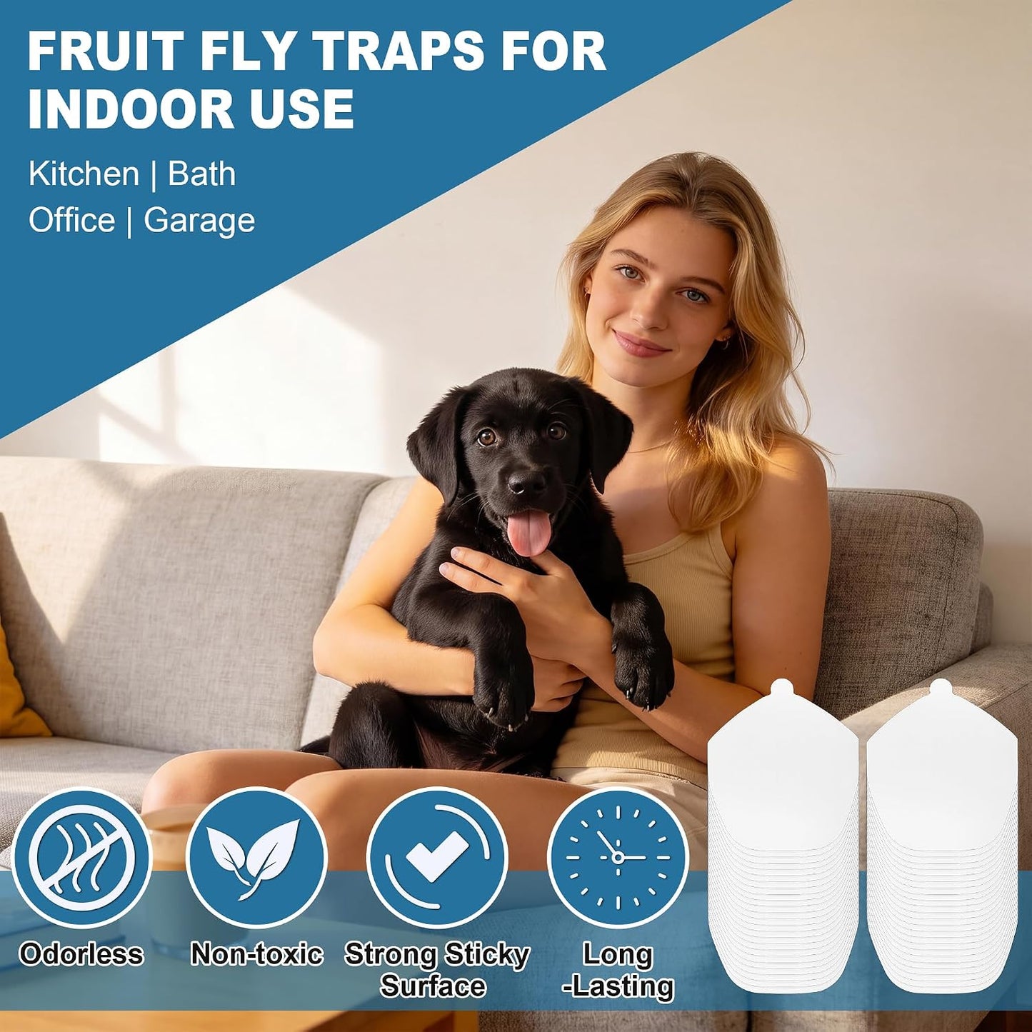 48 Pcs Fruit Fly Trap Refill Compatible with Fooxem IT10 Glue Board | CimoroWin 48 Pcs Refill Glue Boards, Replacement Sticky Pads for Indoor Moths, Gnats, Mosquitoes & Flying Insect Control
