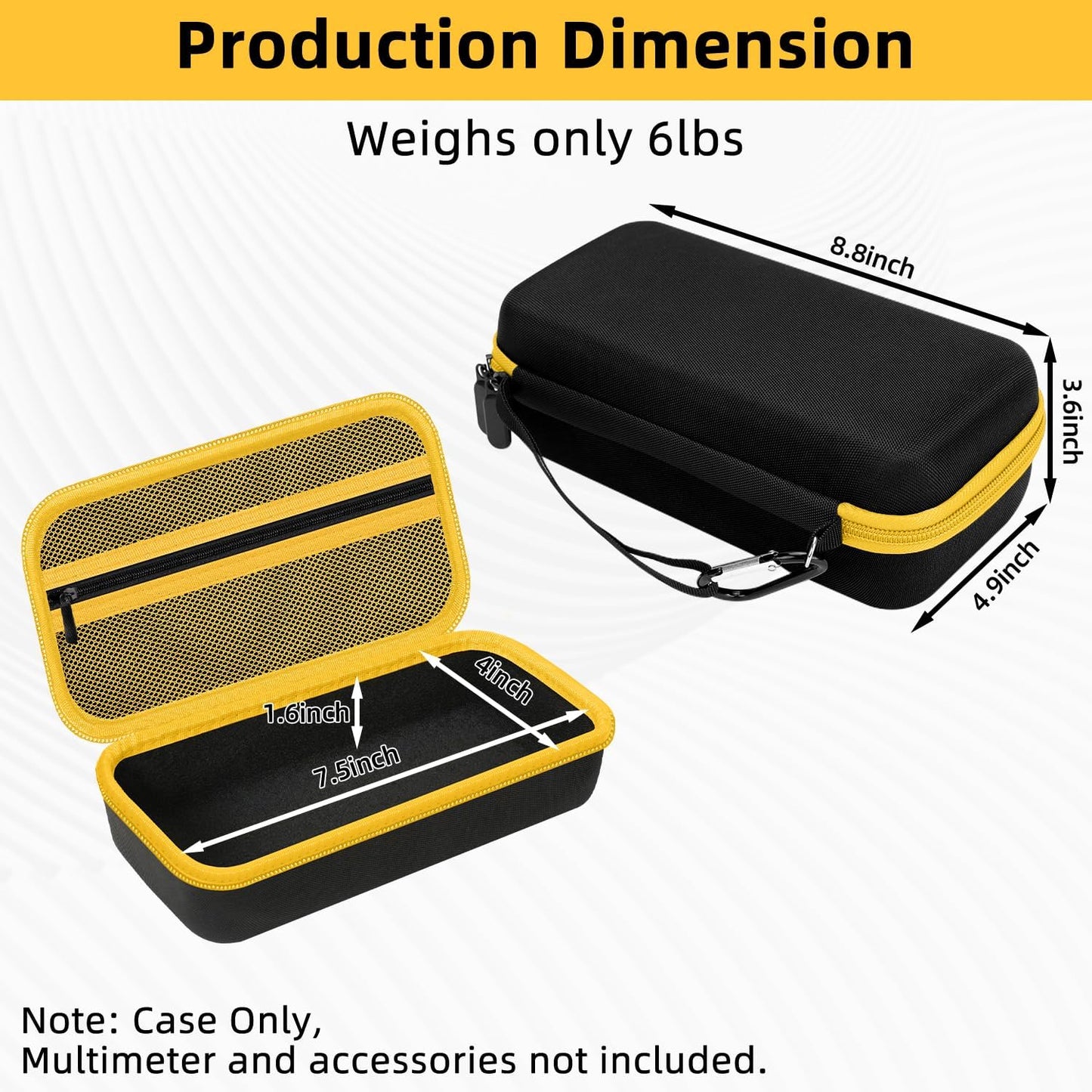 Carrying Case for Fluke 15B+/17B+/Fluke 101/117/115/116/114/113/177/179/233/106/107 Multimeter Testers and Accessories, Multimeter Storage Bag Organizer Box -Black (Case Only)
