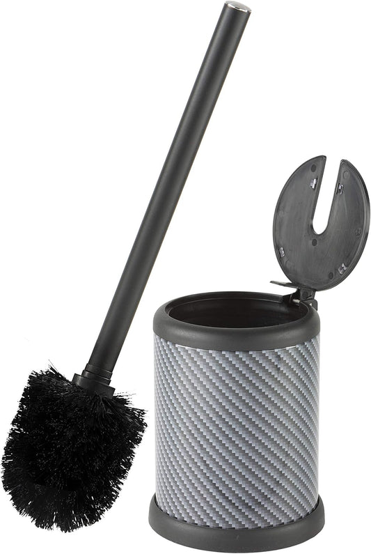 Bath Bliss Toilet Brush and Holder | Self Closing Lid | 360 Degree Brush Head | Bathroom Cleaning | Compact Size | Storage and Organization | Stainless Steel