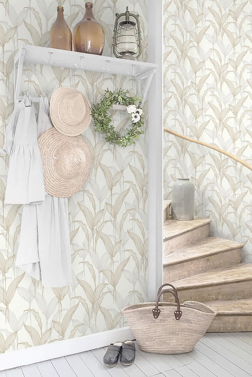 Heroad Boho Peel and Stick Wallpaper Beige Renter Friendly Wall Paper Peel and Stick Modern Contact Paper Neutral Geometric Wallpaper for Bedroom Bathroom Cabinets Decor Vinyl Waterproof 17.3"x78.7"