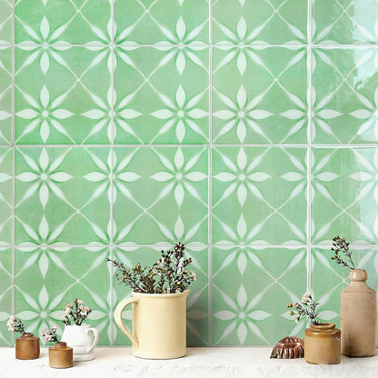 5 Sheets Peel and Stick Backsplash, Self Adhesive Wall Tiles, 3D Adhesive Tile Backsplash, 12"x12"Premium Self Adhesive Wall Tiles Peel and Stickfor Kitchen, Bathroom, RV(Spring Moss)