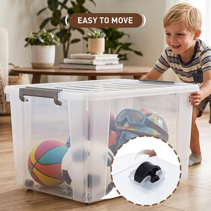 Citylife 57 QT Plastic Storage Bins with Double-Opening Lids, Storage Containers for Organizing, Large Clear Storage Box for Closet, Blankets, 2 Packs