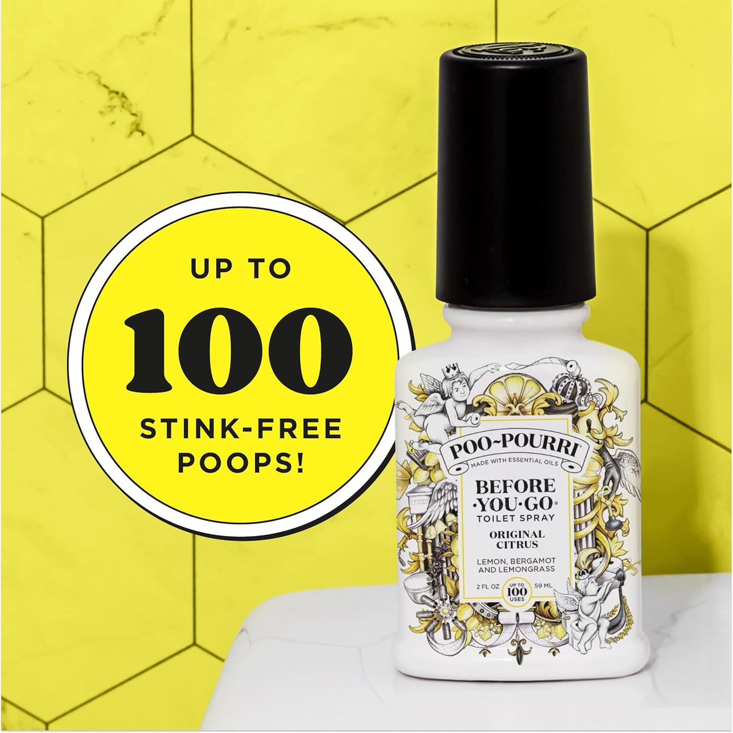 Poo-Pourri Before-You-Go Toilet Spray Refill, Original Citrus, 16 Fl Oz, Up to 800 Uses, Bathroom Odor Deodorizer with Essential Oils for Home or Work, Lemon, Bergamot and Lemongrass Scent