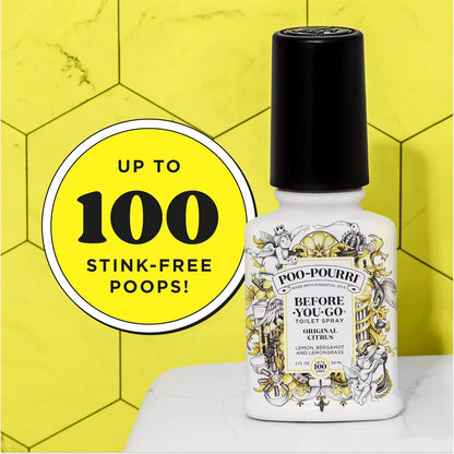 Poo-Pourri Before-You-Go Toilet Spray Refill, Original Citrus, 16 Fl Oz, Up to 800 Uses, Bathroom Odor Deodorizer with Essential Oils for Home or Work, Lemon, Bergamot and Lemongrass Scent