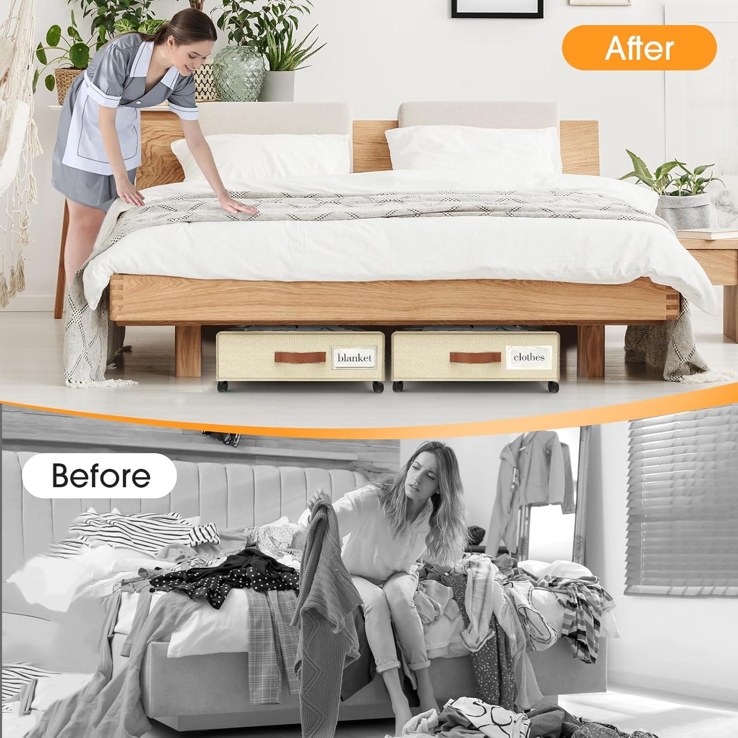 SpaceHacks Under Bed Storage with Wheels 2Pack Storage Containers with Clear Window&Label Under Bed Drawers Rolling Under Bed Storage for Clothes,Shoes, Blankets (30.71 x 16.93 x 6.69 in, Dark Grey)
