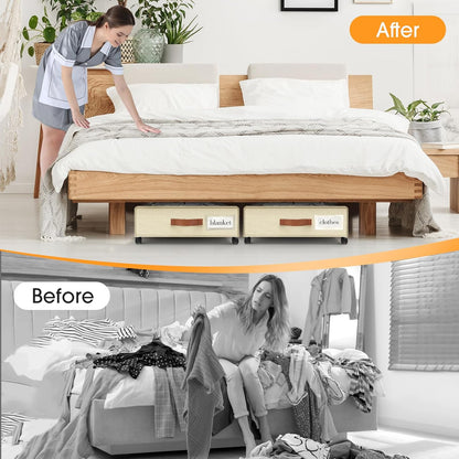 SpaceHacks Under Bed Storage with Wheels 2Pack Storage Containers with Clear Window&Label Under Bed Drawers Rolling Under Bed Storage for Clothes,Shoes, Blankets (30.71 x 16.93 x 6.69 in, Dark Grey)