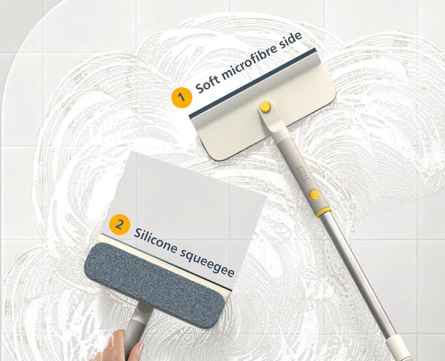 Joseph Joseph CleanTech 2-in-1 Tile and Tub Scrubber and Grout Cleaning Brush with V-Shaped Bristles