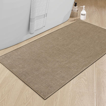 chakme Bathroom Rugs Mat 24x17, Ultra Thin Non Slip Bath Mat Small Quick Dry Absorbent Bath Mat for Bathroom Floor, (Dark Beige, 24"x17")