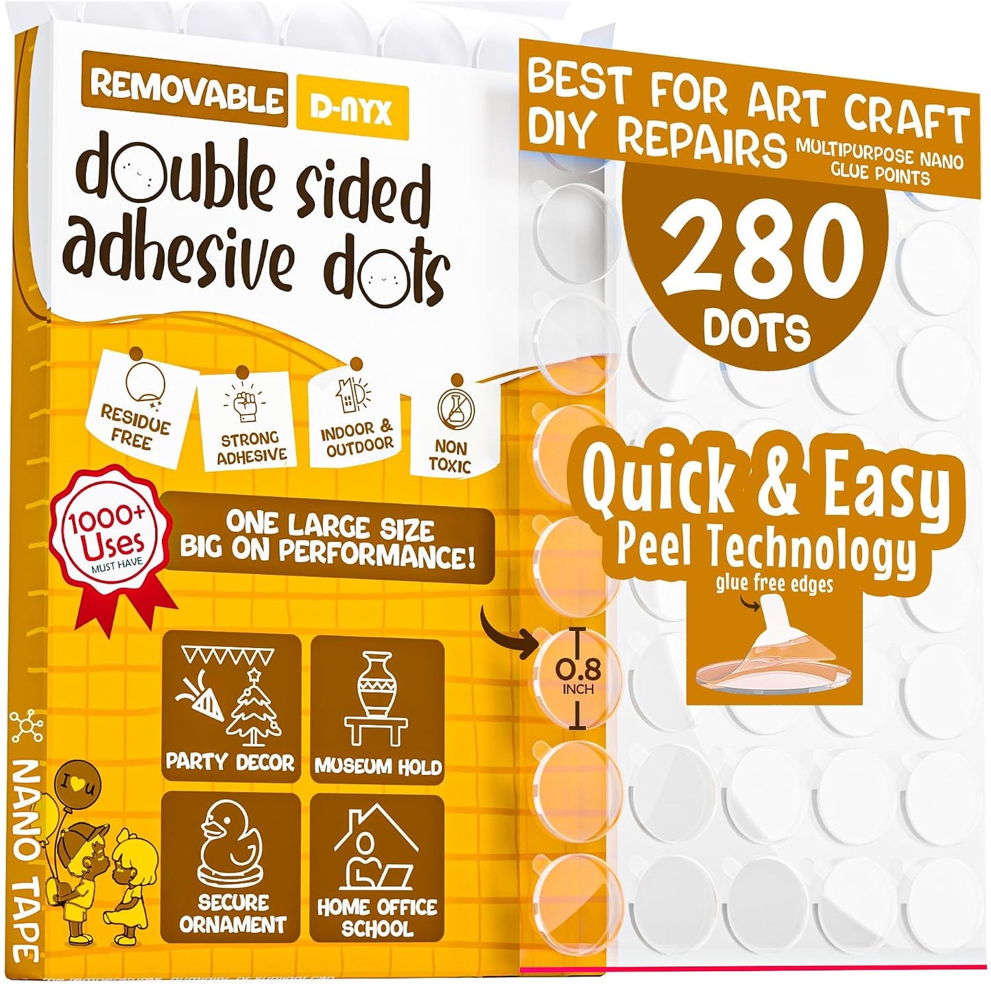 D-NYX Heavy Duty Double Sided Tape - Extra Large Nano Double Sided Adhesive Tape 1.18 inch Wide Removable Wall Tape Sticky Poster Tape Decor Scrapbook Supplies Scrapbookig Strips 9.85ft