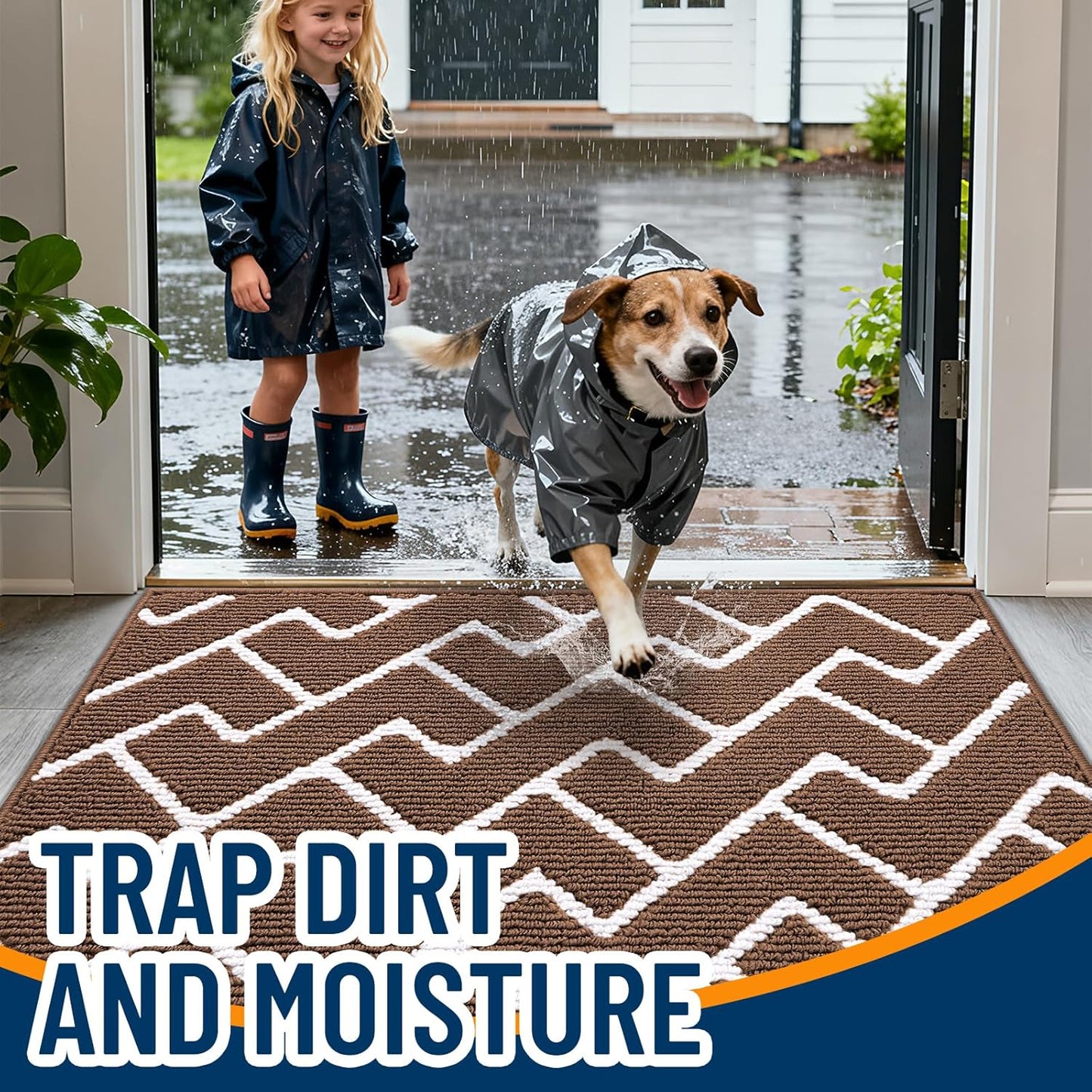 OLANLY Front Door Mat, Non-Slip Rubber Backing, Dirt Resistant and Absorbent, Washable, Easy to Clean Low-Profile Indoor Doormat for Back Door, Entryway, Inside Entrance, 32x20, Grey