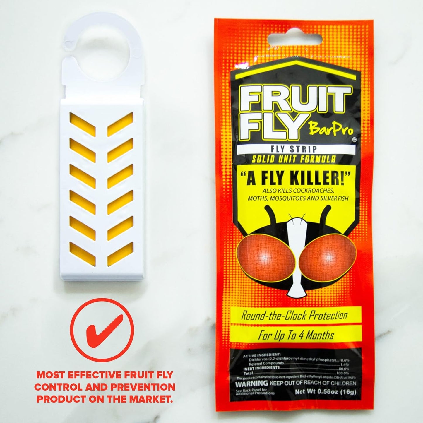 Fruit Fly BarPro – 4 Month Protection Against Flies, Cockroaches, Mosquitos & Other Pests – Non-Toxic & Portable for Indoor & Outdoor Use