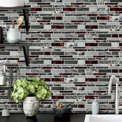 36 Sheets of Self Adhesive Marble Tile Wall Tiles Vinyl Sticker | 9.68 x 4.72in Water Resistant, Easy to Stick and Peel off, Suitable for DIY Decoration on Ceilings and Walls (Black)