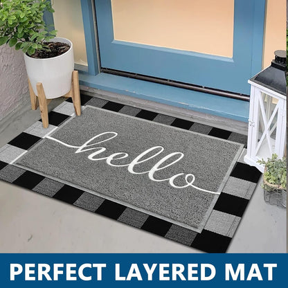 EARTHALL Door Mat Outside Inside Home Doormat, 30"x17.5", Durable Floor Mat Non Slip Mat Ultra Absorb Mud Easy Clean Front Doormat for Garage, Entryway, Patio, High Traffic Areas, Black