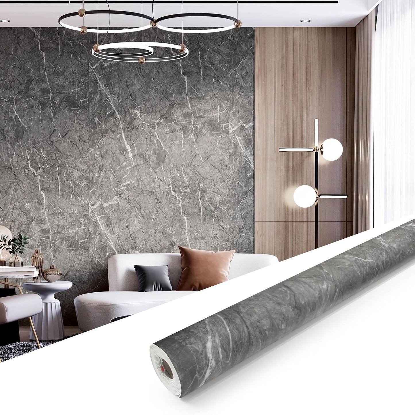 Marble Peel and Stick Waterproof Wall Paneling, 118" x 47" Carrara White Matte Finish Self-Adhesive Backsplash Tile Vinyl Wall Panel for Kitchen Bathroom Wall Decor, Covers 38.75 Sq. Ft.