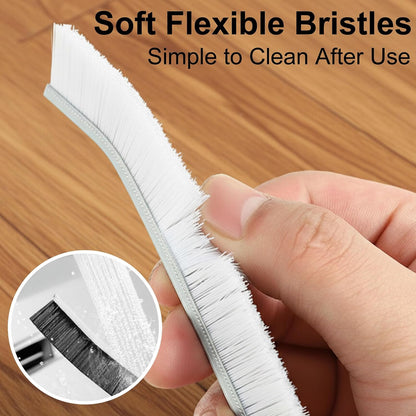 Crevice Cleaning Brushes Set 5 Pack, Small Grout and Gap Cleaner Brushes for Shower, Tile, Toilet, Kitchen and Bathroom, Narrow Scrub Brushes for Household Use and Deep Cleaning White