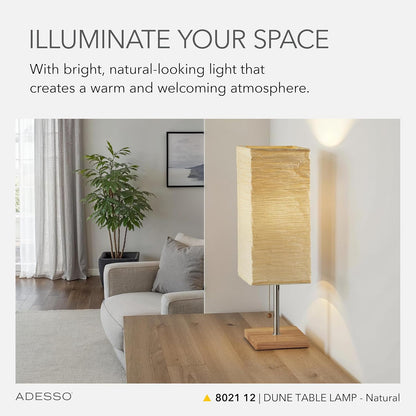 Adesso Three Light Floor Lamp – Natural Wood Base & Adjustable Brightness – Perfect Lighting for Bedroom, Living Room and Corner Decor, Beige