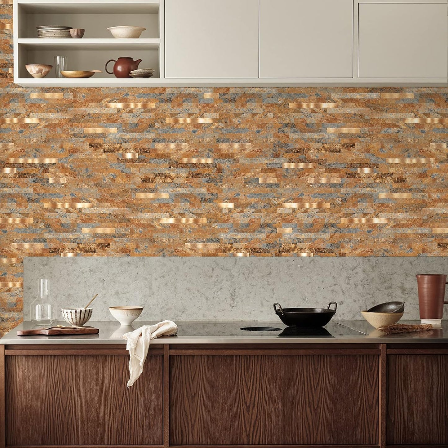 Midcard 10 Sheets Peel and Stick Backsplash PVC Wall Tile,for Kitchen Backsplash