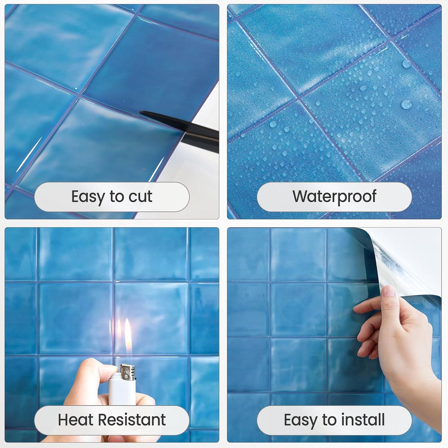 5 Sheets Peel and Stick Backsplash, Self Adhesive Wall Tiles, 3D Adhesive Tile Backsplash, 12"x12"Premium Self Adhesive Wall Tiles Peel and Stickfor Kitchen, Bathroom, RV(Spring Moss)