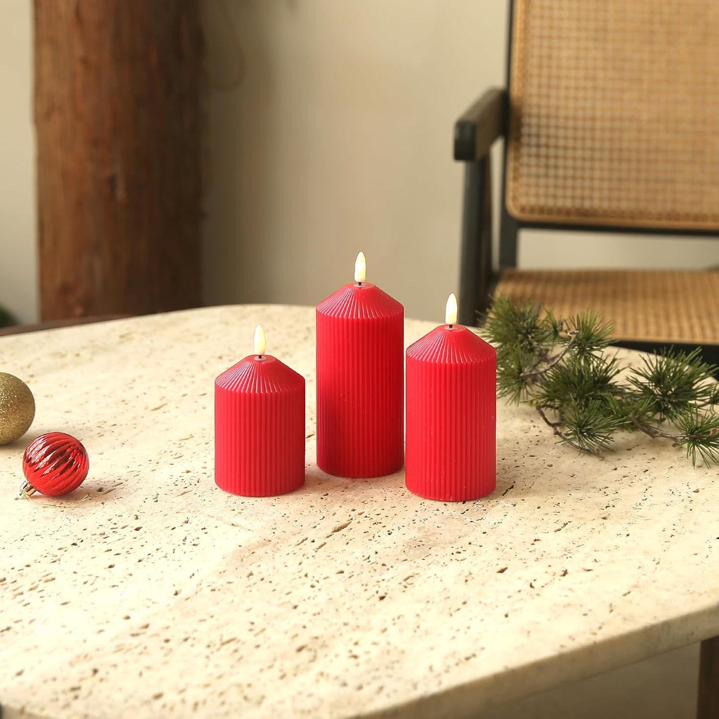 LUSHARBOR Flameless Candles with Remote, 3 Pack Battery Operated Candles Flickering Real Wax LED Fake Pillar Candles with Timer for Wedding Home Party, White