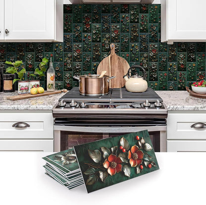 VICCI 32Pcs Tile Decals - Peel and Stick Kitchen Backsplash - Decorative Wall Tiles Stickers 8" x 4" Self-Adhesive Waterproof Removable for Bathroom Cabinets Home DIY Projects Decor