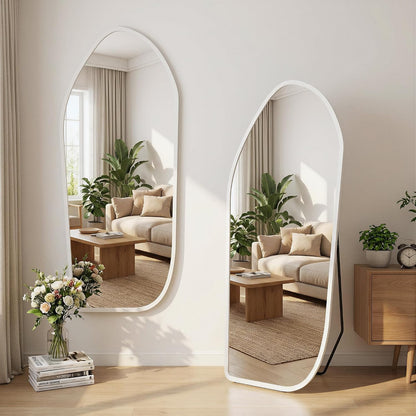 Suidia Full Length Mirror, Oversized Floor Mirror with Solid Wood Frame, Large Standing Mirror for Bedroom Living Room, Wood Art Style, Dark Walnut, 74" L x 32" W