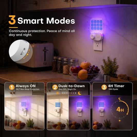 Fruit Fly Traps,Plug in Fly Trap with UV Light & Glue Cards,Fly Trap Indoors for Gnats, Mosquitoes,Moths & More,Insect Trapper for House Kitchen Garage, 1 Pack & 3 Refills