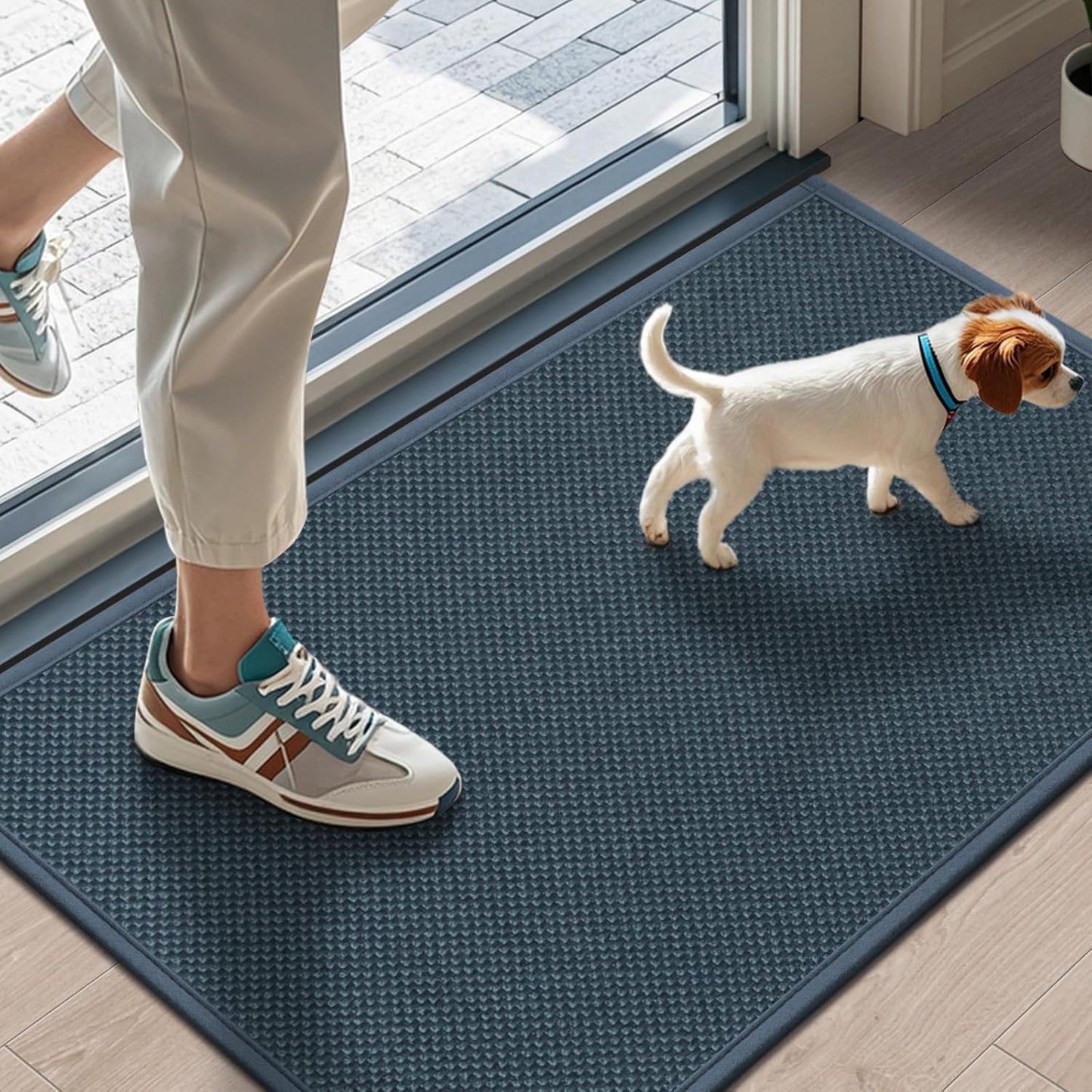 LEKEEPGO Door Mat 17"x29", Non Slip Door Mat Indoor Entrance, Rubber Backing Indoor Door mats Washable Absorbent Low-Profile Doormat Front Entryway Entry Resist Dirt Inside Door Mats, Khaki