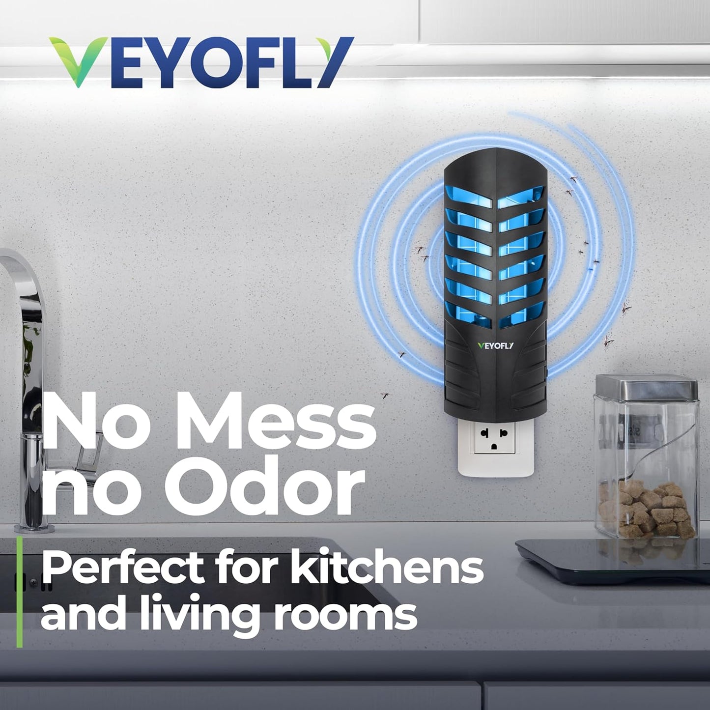 VEYOFLY Fruit Fly Traps for Indoors (2 Device + 6 Refills), Gnat Trap Indoor Plug in, Bug Traps, Flying Insect Trap, Gnat Traps for House Indoor, Fly Trap Indoor for Home Bug Light, Gnats Catcher