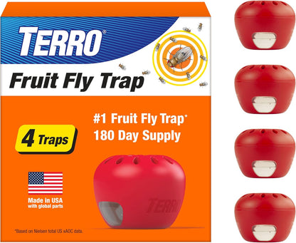 Terro Fruit Fly Traps for Indoors (6 Pack) + 270 Days of Lure Supply