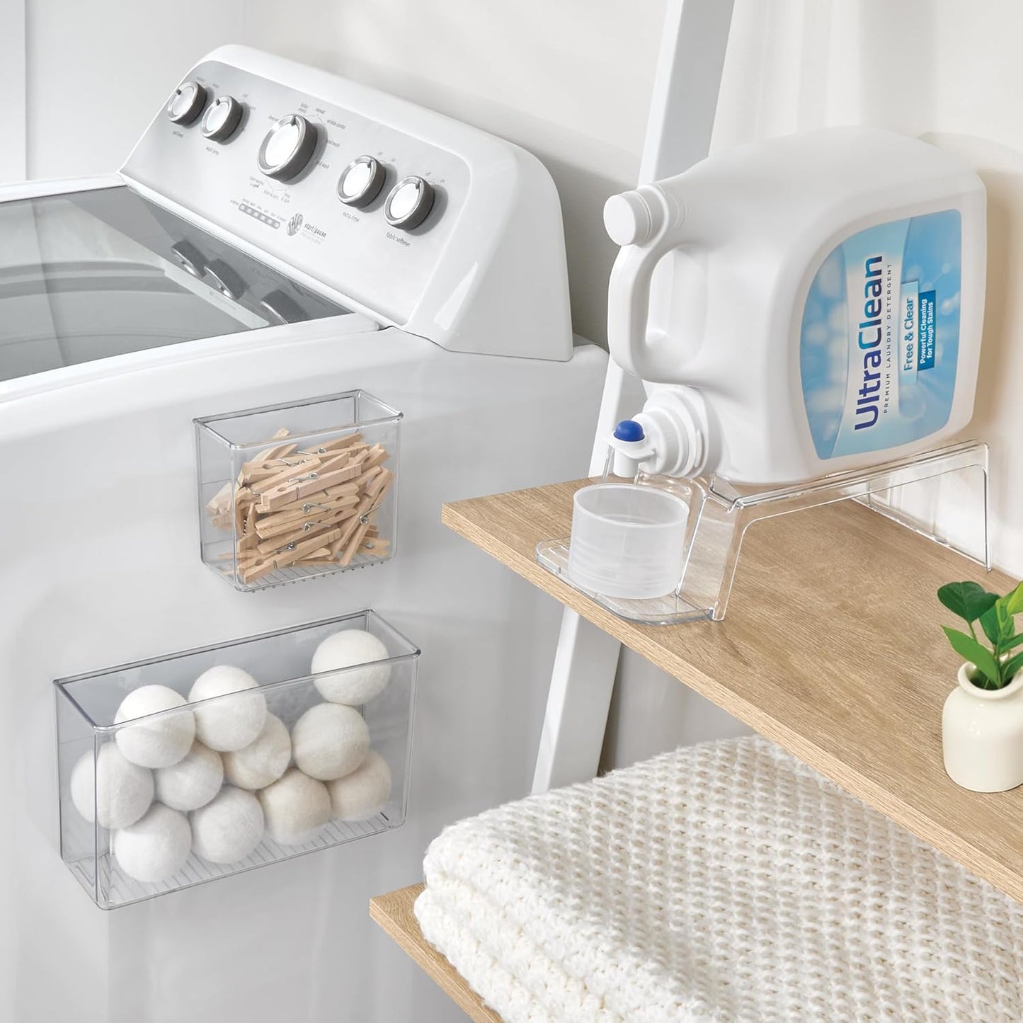 iDesign Laundry Detergent Holder Stand, White | Liquid Detergent Organizer, For Laundry Room