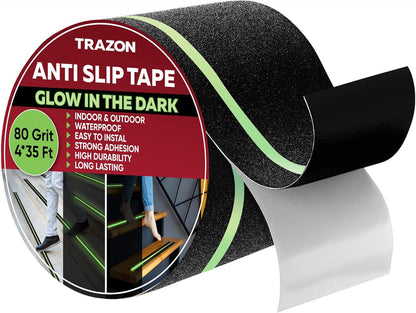 Grip Tape - Heavy Duty Anti Slip Tape for Stairs Outdoor/Indoor Waterproof 4Inch x 35Ft Safety Non Skid Roll for Stair Steps Ramp Traction Tread Staircases Grips Adhesive Non Slip Strips Walk Black