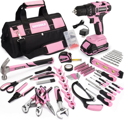 269-Piece Home Tool Set, General Household Repairing Tool Kit with Storage Bag, Basic Hand Tool Kit Set for Home Maintenance, DIY and Crafts(Pink)