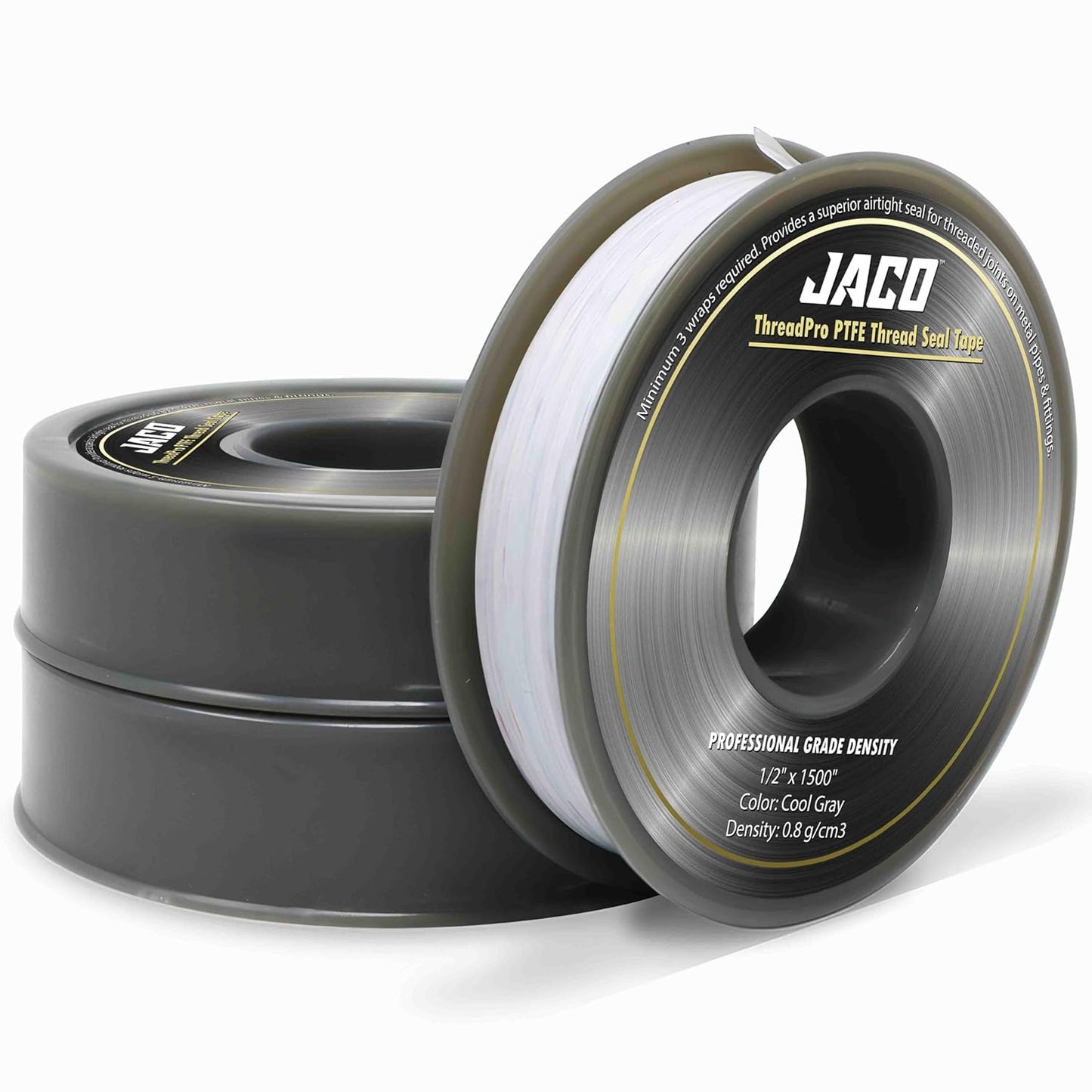 JACO ThreadPro High-Density Thread Seal Tape - 1/2" x 125 ft. (Mega Roll) | Professional PTFE Pipe Sealant | Plumbers Tape