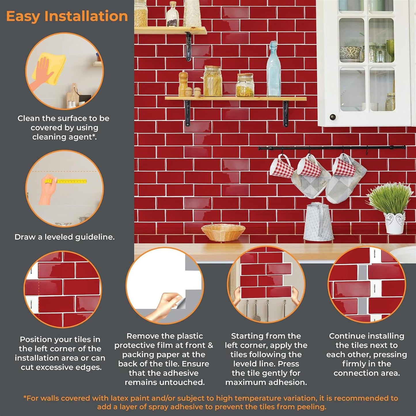 WALPLUS 20 Sheets Peel and Stick Kitchen Backsplash Tile Stickers Self Adhesive Stick on Subway Tile 12" x 6" Bathroom Splashback Water Heat Resistant 3D Wall Tiles Pure White Gray