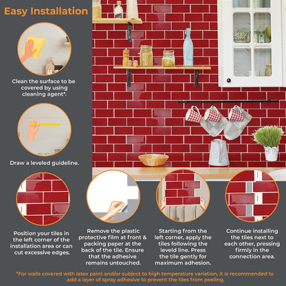 WALPLUS 20 Sheets Peel and Stick Kitchen Backsplash Tile Stickers Self Adhesive Stick on Subway Tile 12" x 6" Bathroom Splashback Water Heat Resistant 3D Wall Tiles Pure White Gray