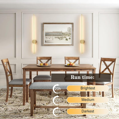 Battery Operated Modern Wall Sconces, Dimmable Wireless Wall Light Set of Two with Remote Control, 3 Color Temperatures, Rechargeable LED Wall Sconce for Bedroom, Living Room, Hallway, 23.6 Inch Brass