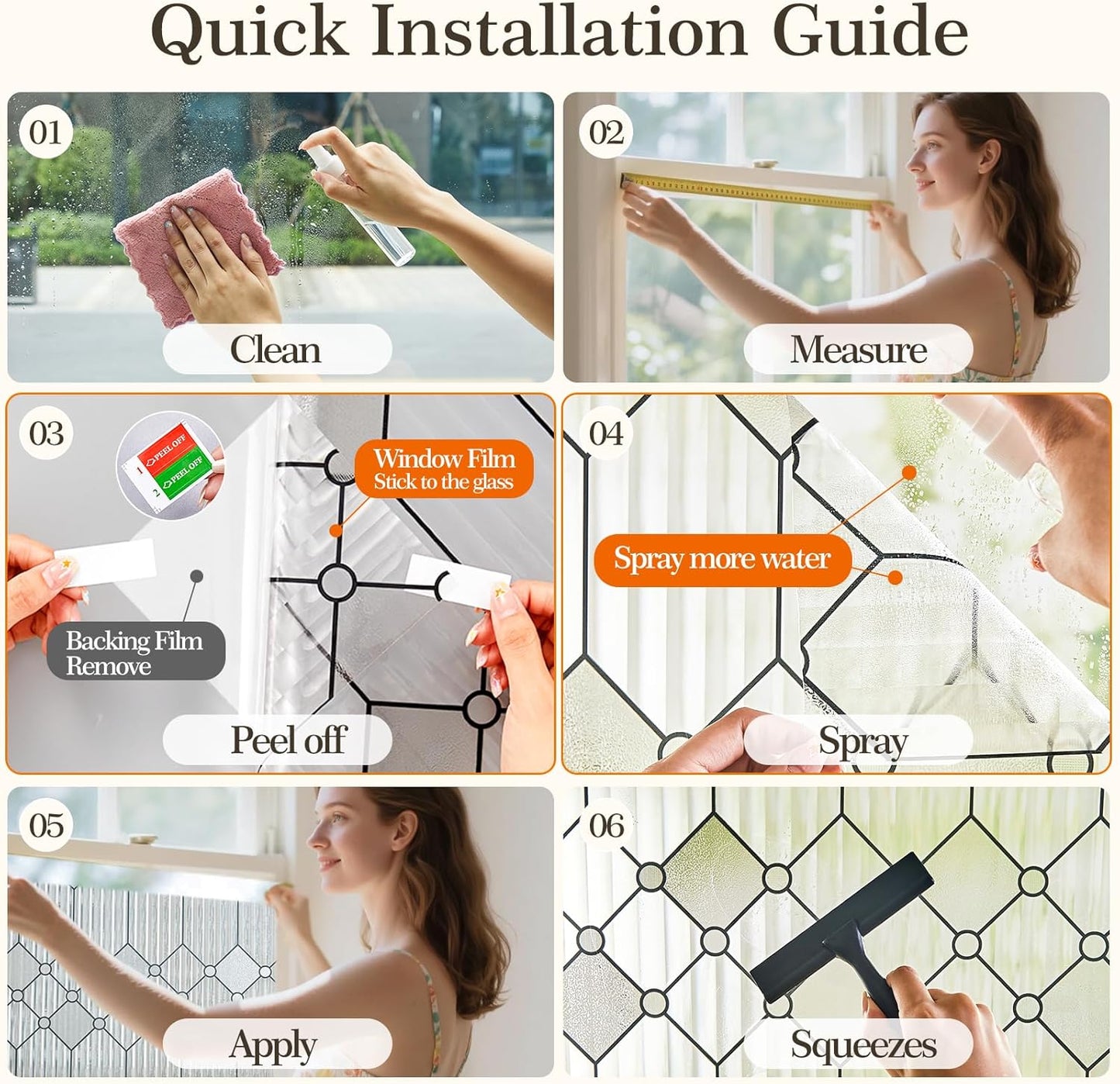 SUNBABY Reeded Glass Window Privacy Film, Frosted Glass Window Film for Bathroom & Front Door, Static Cling Decorative 3D Window Stickers Day and Night Privacy Sun Heat Blocking (17.5 x 78.7 Inch)