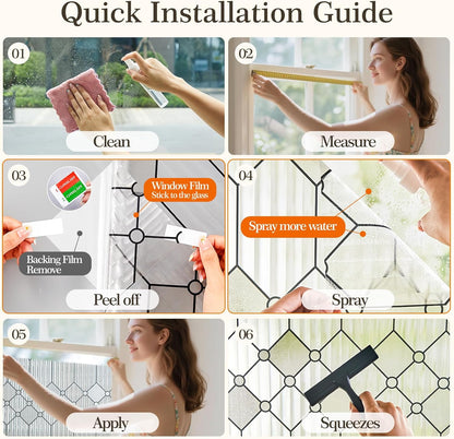 SUNBABY Reeded Glass Window Privacy Film, Frosted Glass Window Film for Bathroom & Front Door, Static Cling Decorative 3D Window Stickers Day and Night Privacy Sun Heat Blocking (17.5 x 78.7 Inch)
