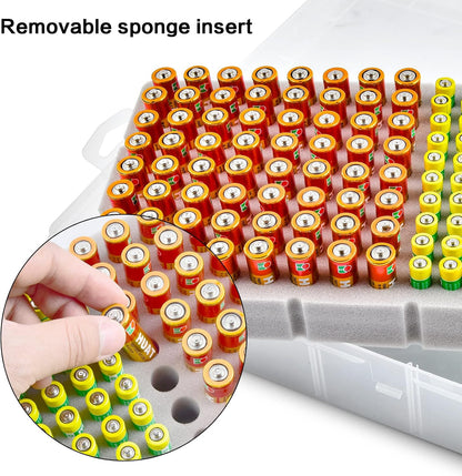 Xuerdon Battery Organizer Storage Holder Case with Double-Sided, Garage Box Container with Tester Checker.Battery Vault Box Holder Container for 134pcs AA AAA Batteries
