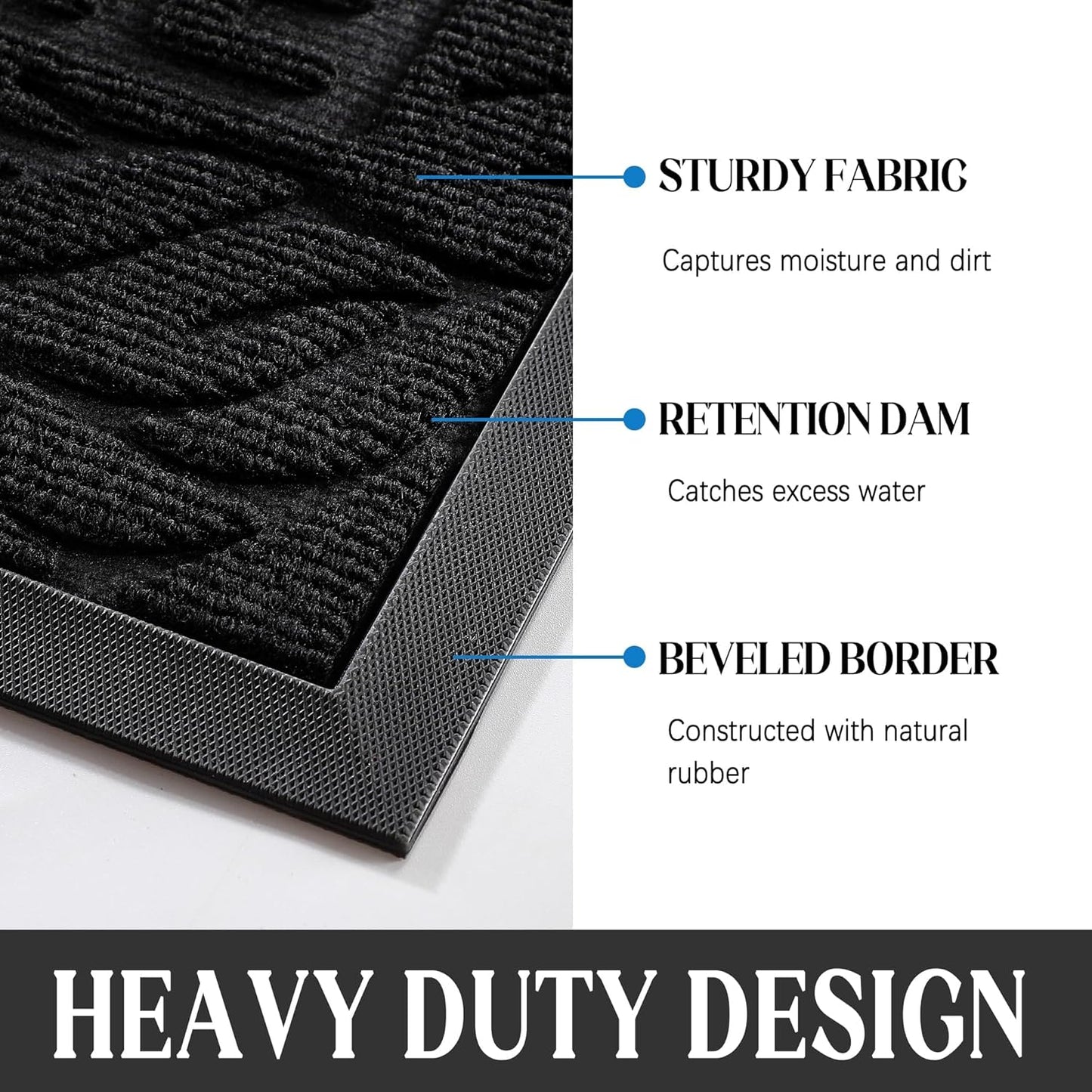 Yimobra Welcome Mat Outdoor 29.5x17, Waterproof Non-Slip Outdoor Mats for Front Door Outside Entrance, Low-Profile Entryway Mat Indoor for Garage Patio, Black